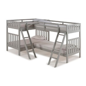 Twin Over Twin Aurora Over Bunk Bed With Quad Bunk Extension Dove Gray - Alaterre Furniture