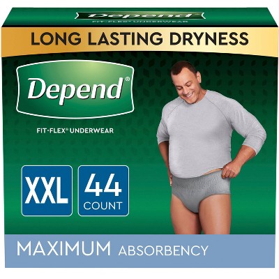Depend Men's FIT-FLEX Incontinence Underwear - Maximum Absorbency - Gray - XXL - 44ct