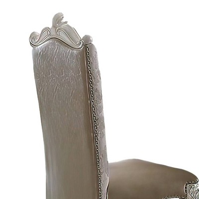 Bone White Faux Leather Upholstered Side Chair with Wood Frame