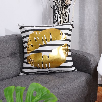 PiccoCasa Lip Pattern Polyester&Polyester Blend Decorative Pillow Cover 18"x18" Gold 1 Pc