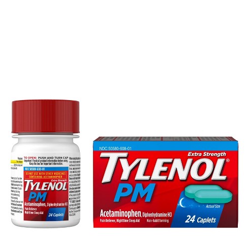 Tylenol Pm Extra Strength Pain Reliever Sleep Aid Caplets Acetaminophen 24ct Target