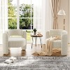 Modern Round Accent Chair – 330LB Capacity, 3-Leg Design & Chenille Upholstery (White/Dark Grey) for Living Room, Office, Bedroom - 3 of 4
