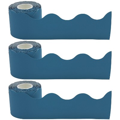Teacher Created Resources Scalloped Rolled Border Trim 2-3/16" x 50' Blue Solid 3/Pack (TCR8943-3)