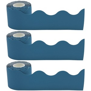Teacher Created Resources Scalloped Rolled Border Trim 2-3/16" x 50' Blue Solid 3/Pack (TCR8943-3) - 1 of 3