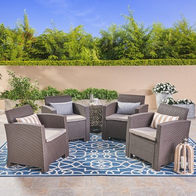 Christopher Knight Home Johns Outdoor Polypropylene Club Chairs with Water Resistant Cushions (Set of 4)
