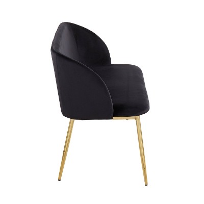 46" Black Velvet and Gold Steel Glam Bench