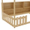 Okak Playhouse Floor Bed Twin Size with Guardrails,Kids Cottage Bed with Storage Bookshelf, Wooden House Bed Frame - 4 of 4