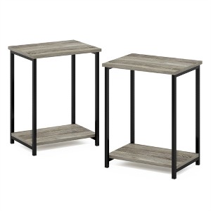 Furinno Simplistic Industrial Metal Frame End Table, 2-Pack, French Oak - 1 of 1