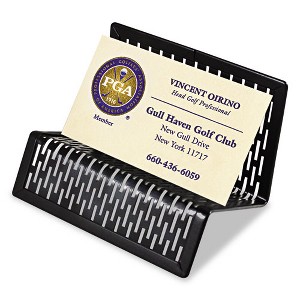 Artistic Urban Collection Punched Metal Business Card Holder, Black, 4"w x 3.5"d x 1.75"h - 1 of 4