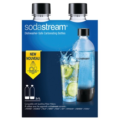 SodaStream 1L Carbonating Bottle Twinpack - Black