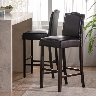 TOAOTBNBOB Upholstered Barstools Set of 2, Modern Bar Chair with Backrests, Kitchen Island Bar Stools with Wood Legs