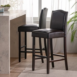 TOAOTBNBOB Upholstered Barstools Set of 2, Modern Bar Chair with Backrests, Kitchen Island Bar Stools with Wood Legs - 1 of 4