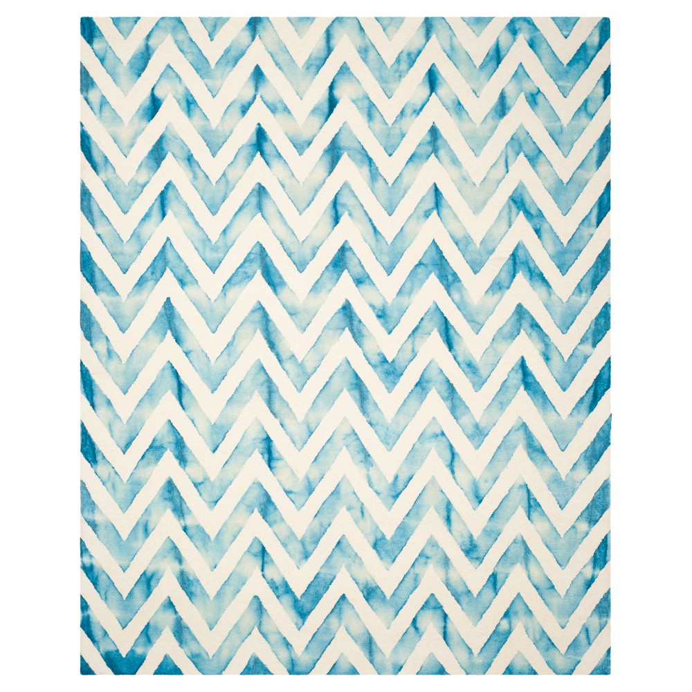 8'x10' Dip Dye Design Area Rug Ivory/Turquoise - Safavieh