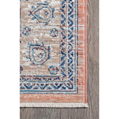 Beige and Orange Polypropylene Medallion Area Rug, 4' x 6'