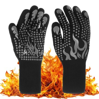 Unique Bargains Silicone Heat Resistant Fireproof Grilling Gloves 1472°F High Temp Resistance 1 Set