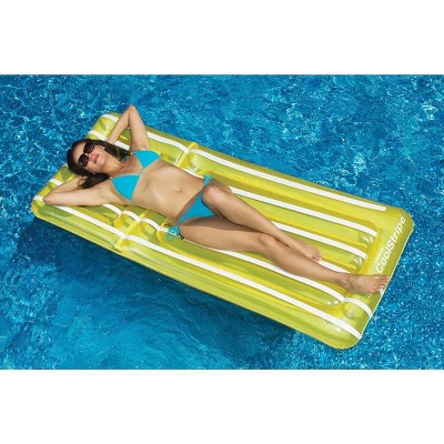 Condition photo showing As Is for swim central inflatable transparent cool stripe swimming pool mattress - 72" - yellow and white