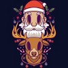 Junior's Design By Humans Santa and The Reindeer By PentoolKnight T-Shirt - 2 of 3