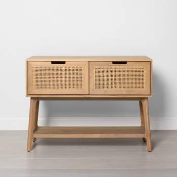 Wood & Cane Console Table with Pull-Down Drawers - Hearth & Hand™ with Magnolia
