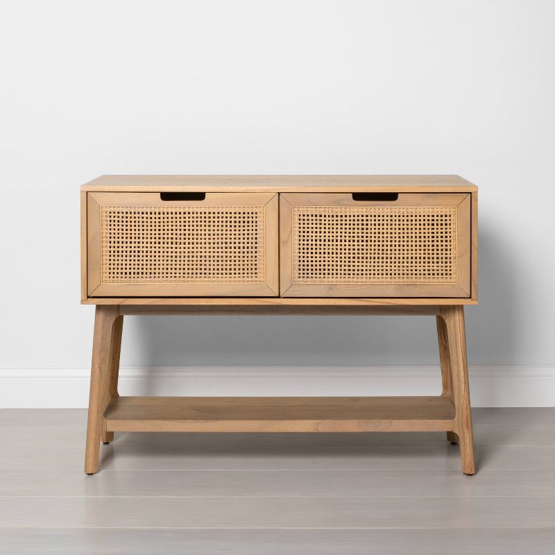 Wood & Cane Console Table with Pull-Down Drawers - Hearth & Hand™ with Magnolia, 1 of 14