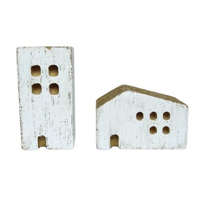 VIP Wood 2.76 in. Multicolor Block House Table Decor Set of 2