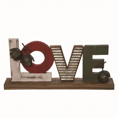 Transpac Wood Multicolor Christmas Love Sign