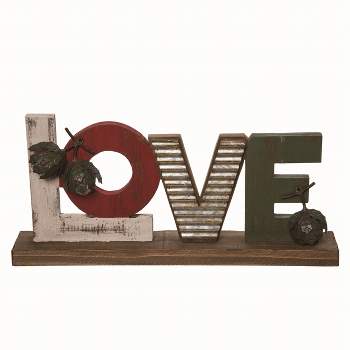 Transpac Wood 17.25 in. Multicolor Christmas Love Holiday Sign