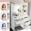 Makeup Vanity with Mirror, 12 LED Lights and Power Outlet, 3 Adjustable Lighting Modes and Brightness Levels for Bedroom - 4 of 4