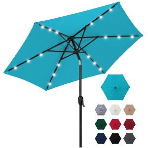 Best Choice Products 7.5ft Outdoor Solar Patio Umbrella for Deck, Pool w/ Tilt, Crank, LED Lights - 1 of 4