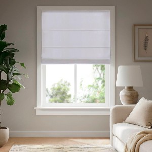 ChicFurnit 1PC Cordless Roman Blind Galen Matte Fabric Weighted Hem Energy Efficient for Room Darkening and Privacy, White / Ivory - 1 of 4