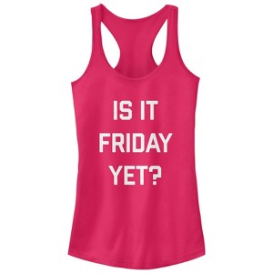 Juniors Womens CHIN UP Is it Friday Yet Racerback Tank Top - 1 of 3