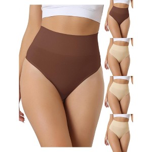 Allegra K Women's High-Waisted Invisible Stretchy Comfortable Thongs Multicolored - 1 of 4