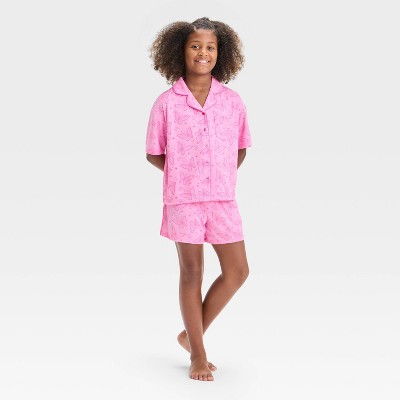 Girls' Short Sleeve Button-Up Pajama Set - art class™