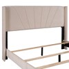 Queen Upholstered Bed Frame, Queen Platform Bed With 4 Wooden Slats Support, Square Headboard, Up To 500lbs Support - image 4 of 4