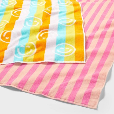 2pk Smiles Beach Towels Pink - Sun Squad&#8482;