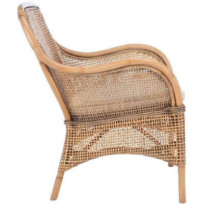 Charlie Dark Natural and White Rattan Barrel Accent Chair