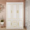 Keloyid White Wood 47.24 in. Armoire with 2 Drawers, 6 Shelves and Hanging Rods - 4 of 4