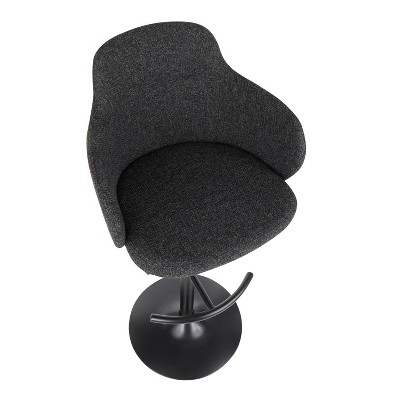 Boyne Adjustable Black Metal Swivel Barstools with Dark Grey Fabric - Set of 2