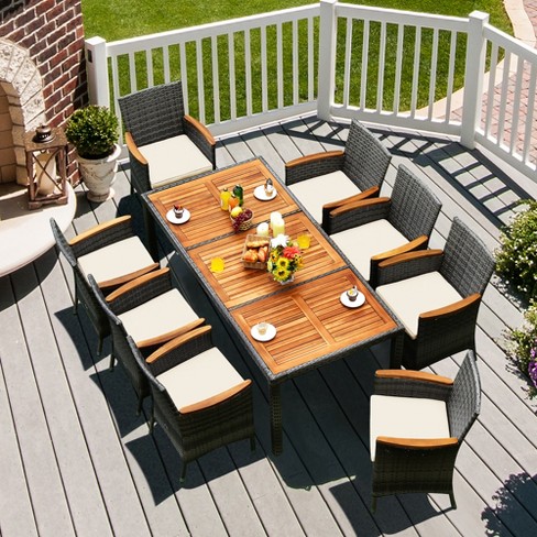 Rattan outdoor best sale table set