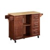 Homy Casa Kitchen Island with Storage Cabinets, 3 Drawers, and Drop Leaf Countertop on Rolling Wheels for Dining Room, Walnut - 4 of 4