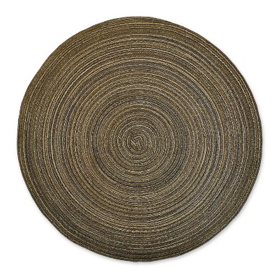 Set of 6 Brown Round Polypropylene Woven Placemats