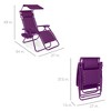 Best Choice Products Folding Zero Gravity Recliner Patio Lounge Chair w/ Canopy Shade, Headrest, Tray - 2 of 4