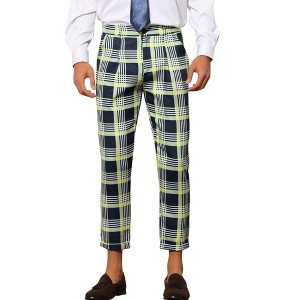 Lars Amadeus Men's Plaid Ankle Length Business Trousers - 1 of 4
