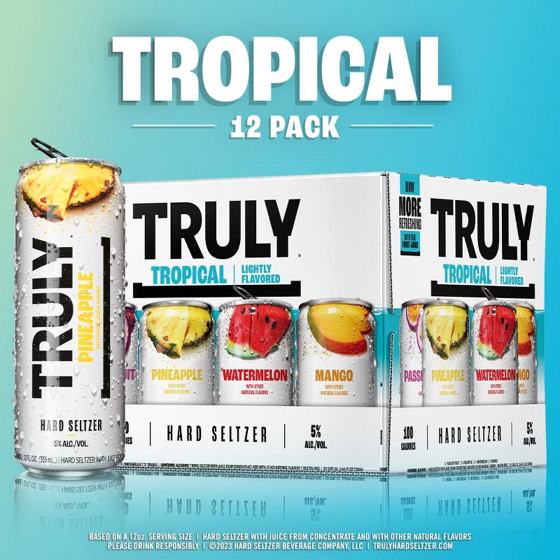 Truly Hard Seltzer Tropical Mix Pack - 12pk/12 fl oz Slim Cans, 6 of 10