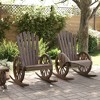 vidaXL Rocking Adirondack Chairs 2-Pack in Solid Wood Fir - Brown, Ergonomic Seating with Armrests and Rocking Design for Garden, Deck - 3 of 4