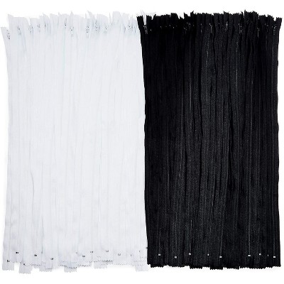 Juvale 100 Pieces #3 Nylon Coil Zipper for Sewing Repair Kit Replacement, 20 inch, Black and White