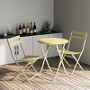 3-Piece Outdoor Bistro Set, Yellow Metal Folding Round Table with 2 Chairs, Collapsible Portable Patio Chat Set – Cuddlewood - 2 of 4