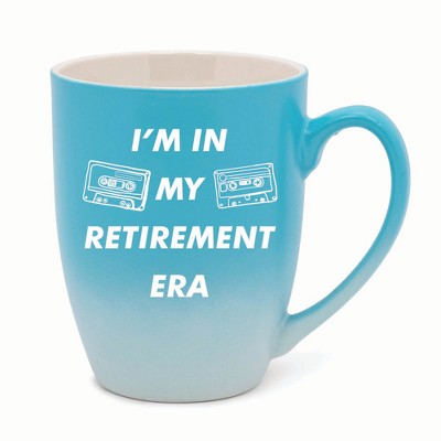 Elanze Designs In My Retirement Era Two Toned Ombre Matte 10 ounce New Bone China Coffee Tea Cup Mug For Your Favorite Morning Brew, Teal and White