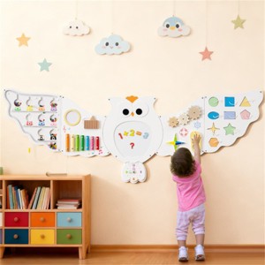 Angel Sar 11-in-1 Montessori Owl Activity Wall, STEM Sensory Busy Board with Magnetic Whiteboard, Wooden Educational Toy for Toddlers 3+ Years Old - 1 of 4