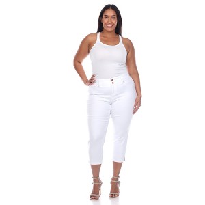 Women's Plus Size Capri Jeans - White Mark - 1 of 4