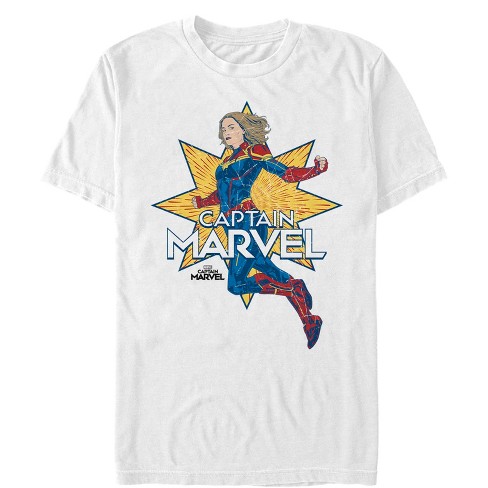 Men s Marvel Captain Marvel Vintage Star T Shirt White Small